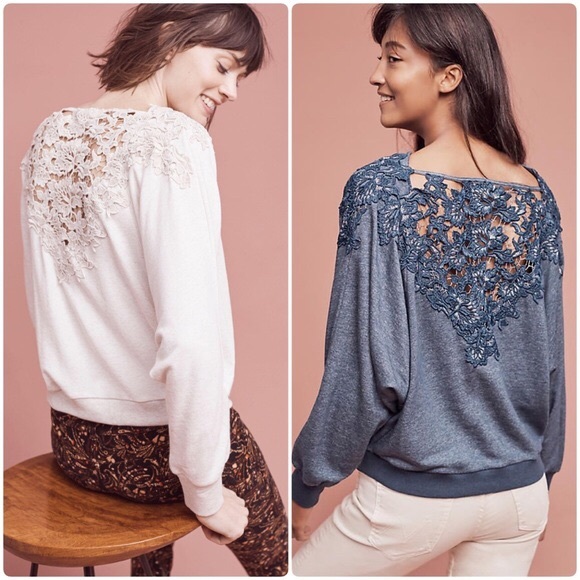 Anthropologie Tops - 💃2XHP💃Anthropologie Bria Lace Back Sweatshirt